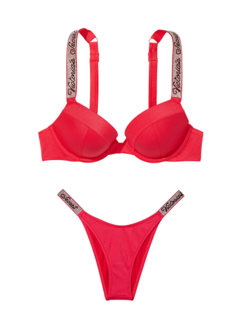 Купальник Bikini Shine Strap Sexy Tee Push-Up Wild Strawberry Logo Set
