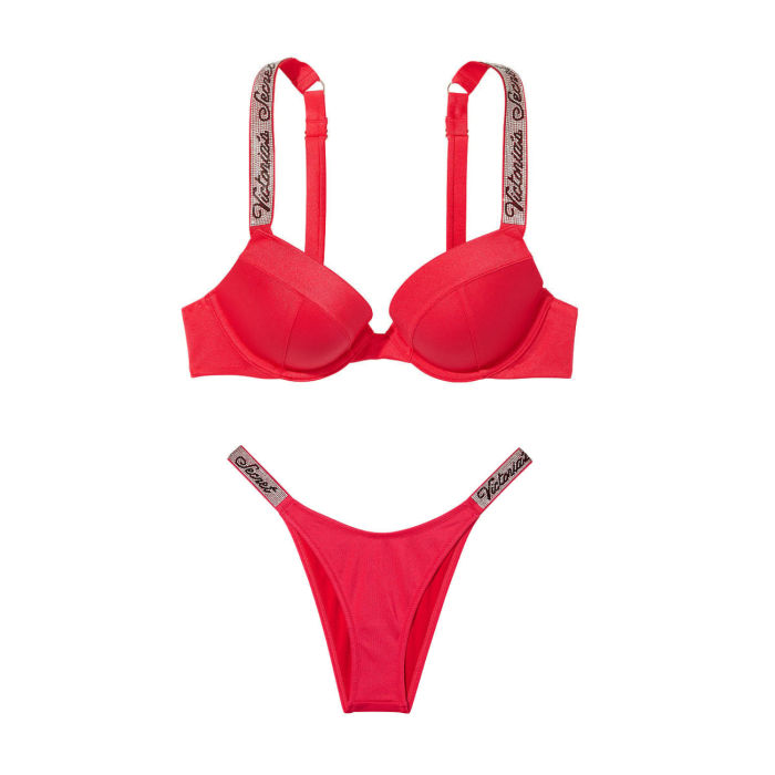Купальник Bikini Shine Strap Sexy Tee Push-Up Wild Strawberry Logo Set