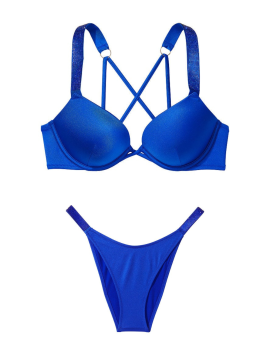 Купальник Shine Strap Bombshell Add-2-Cups Push-Up Bikini Set Blue Oar