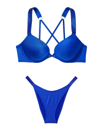 Купальник Shine Strap Bombshell Add-2-Cups Push-Up Bikini Set Blue Oar