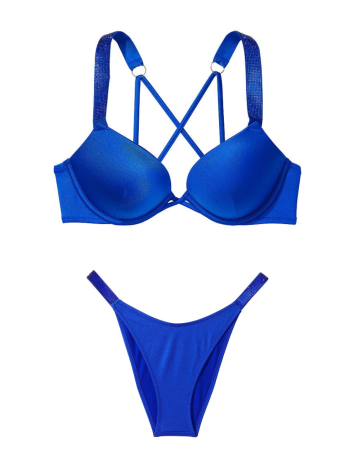 Купальник Shine Strap Bombshell Add-2-Cups Push-Up Bikini Set Blue Oar