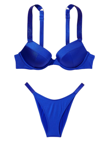 Купальник Shine Strap Sexy Tee Push-Up Bikini Set Blue Oar