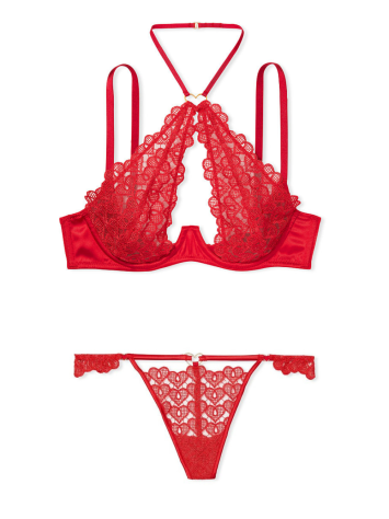 Комплект Sweetheart Lace Open Cup Halter Lipstick Bra Set
