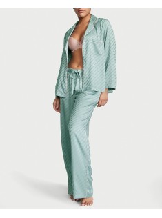 Піжама Satin Long Pajama Set Sage Dust