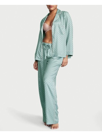 Піжама Satin Long Pajama Set Sage Dust