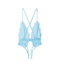 Боди Lace Plunge Crotchless Teddy Ouvert Blue