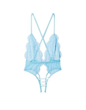 Боди Lace Plunge Crotchless Teddy Ouvert Blue