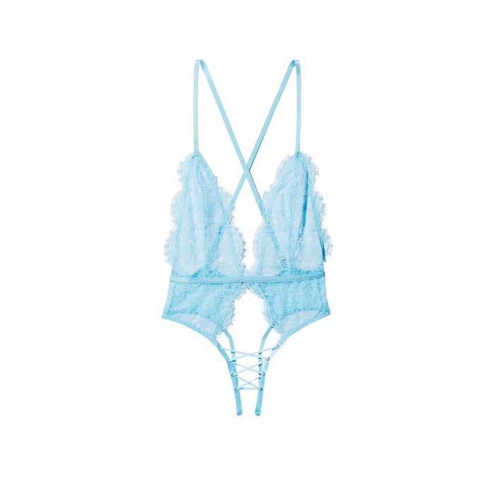 Боді Lace Plunge Crotchless Teddy Ouvert Blue