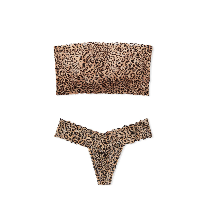 Комплект Bandeau Bralette Lace Sand Leopard Set