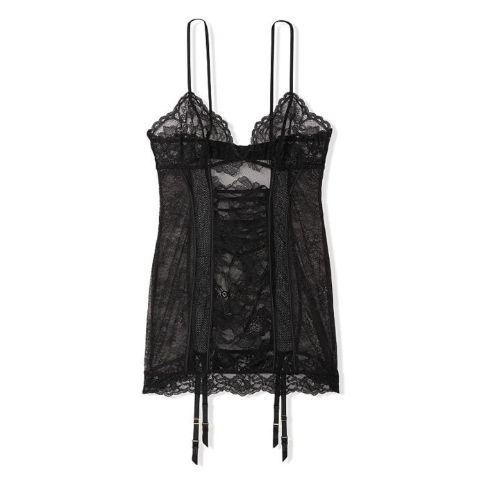 Пеньюар Lace Garter Slip Black