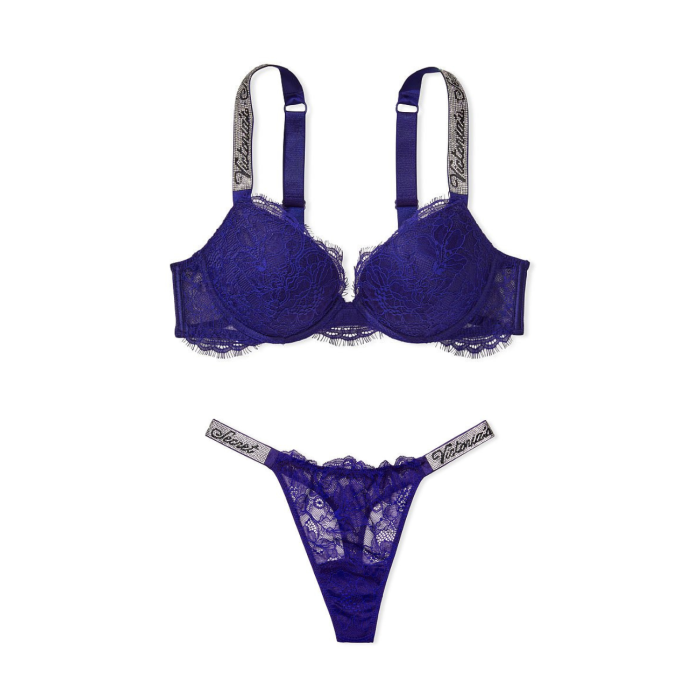 Комплект Shine Strap Lace Push-Up Bra Night Ocean Set