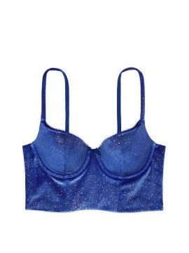 Бюстгальтер Victoria’s Secret удлиненный, синий бархат с люрексом