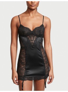 Пеньюар Black Lace Panel Garter Slip