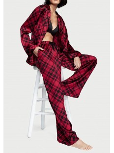 Піжама Satin Long Pajama Set Victoria's Secret Red Plaid