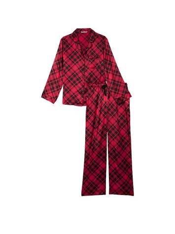 Пижама Satin Long Pajama Set Victoria’s Secret Red Plaid