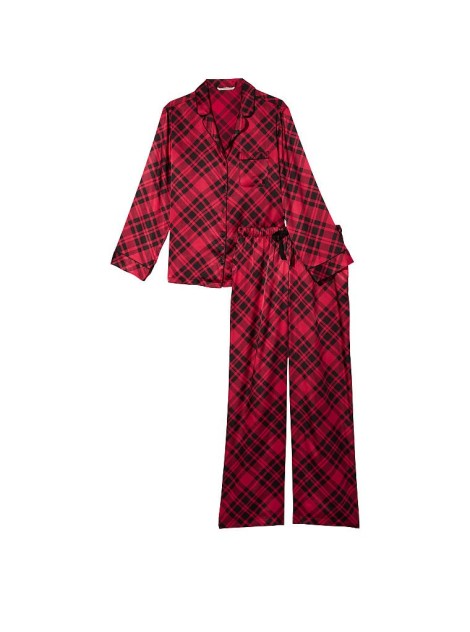 Піжама Satin Long Pajama Set Victoria's Secret Red Plaid