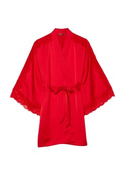 Халат Victoria’s Secret Satin Lace Inset Robe Lipstick