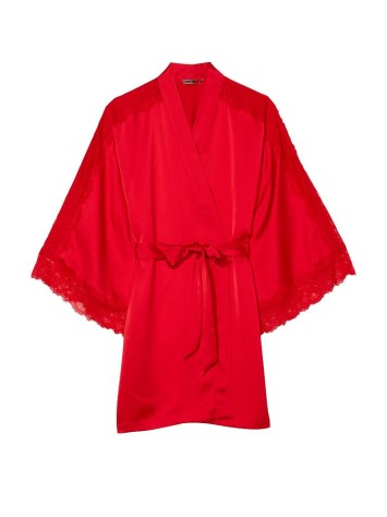 Халат Victoria Secret Satin Lace Inset Robe Lipstick