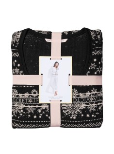 Піжама Thermal Long Pajama Set Black Fair Isle Snowflake