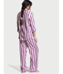 Пижама Victoria’s Secret Flannel Long PJ Set Black Stripes