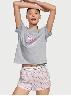 Піжама Victoria's Secret Grey Cotton Short Tee-jama Floral print