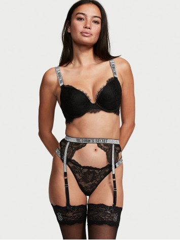 Пояс Victoria’s Secret VERY SEXY Shine Strap Garter Belt Black Lace