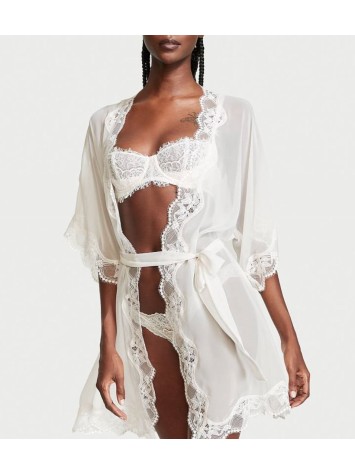 Сатиновий халат White Lace Robe
