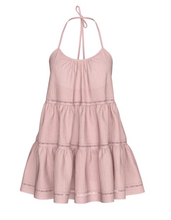 Міні-сукня з бавовни Victoria's Secret Beachwear Cotton Gauze Halter Tiered Mini Dress