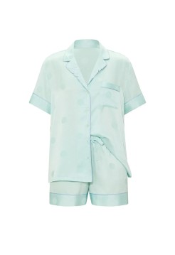 Пижама Victoria's Secret Signature Satin Short Pajama Set Yacht Blue Polka Dot