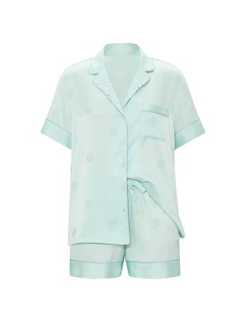 Піжама Victoria's Secret Signature Satin Short Pajama Set Yacht Blue Polka Dot
