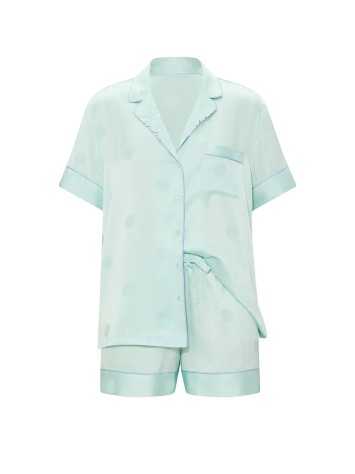 Пижама Victoria's Secret Signature Satin Short Pajama Set Yacht Blue Polka Dot