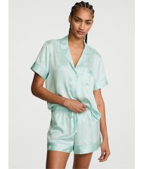 Піжама Victoria's Secret Signature Satin Short Pajama Set Yacht Blue Polka Dot