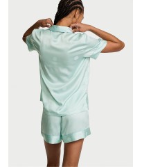 Піжама Victoria's Secret Signature Satin Short Pajama Set Yacht Blue Polka Dot