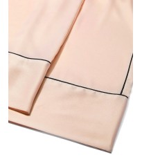 Піжама Victoria's Secret Signature Satin Short-Sleeve Long Pajama Set Beige 