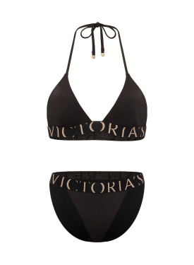 Купальник Exploded Logo Black Triangle Bikini Top Set Victoria's Secret