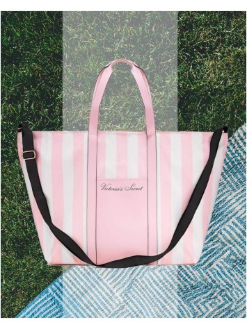 Пляжна сумка Victoria's Secret Signature Striped Pink Beach Tote