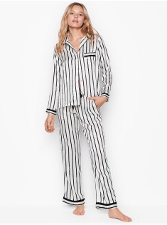 Сатинова піжама Victoria's Secret The Satin PJ Set Black Stripes