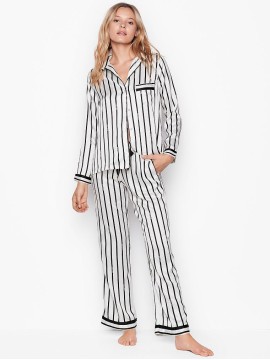 Сатинова піжама Victoria's Secret The Satin PJ Set Black Stripes