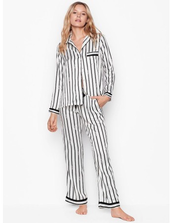 Сатинова піжама Victoria's Secret The Satin PJ Set Black Stripes