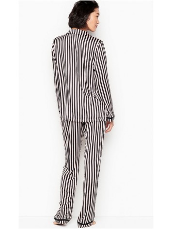 Сатинова піжама Victoria's Secret Black Stripes The Satin PJ Set