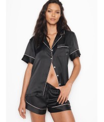 Сатинова піжама Victoria's Secret The Satin Short Black PJ Set