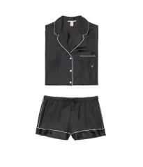 Сатиновая пижама Victoria’s Secret The Satin Short Black PJ Set