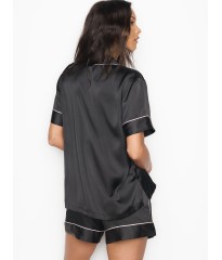 Сатиновая пижама Victoria’s Secret The Satin Short Black PJ Set