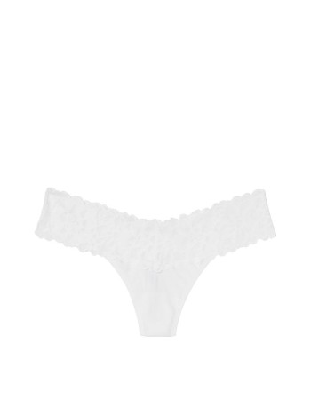 Трусики Victoria’s Secret белые стринги с кружевом