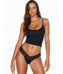Трусики стринги Victoria’s Secret Black Lace Thong panty