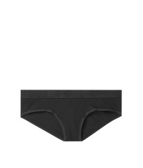 Трусики Victoria’s Secret Hiphugger, черные хипхагеры с резинкой лого Виктория Сикрет