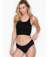 Трусики Victoria’s Secret Hiphugger, черные хипхагеры с резинкой лого Виктория Сикрет