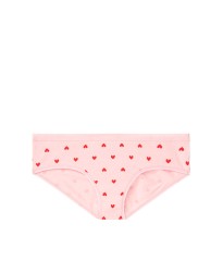 Трусики Victoria’s Secret Bikini pink, принт сердечки, на резинке лого Виктория Сикрет