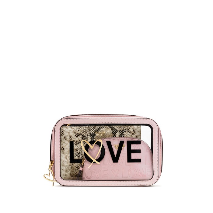 3 в 1 косметичка Victoria's Secret LOVE Pink Backstage Nested Trio