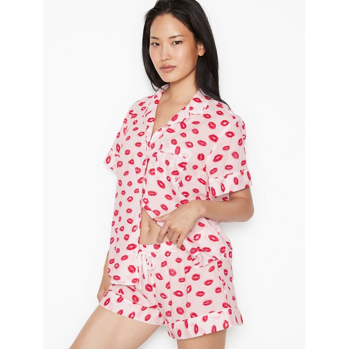 Піжама Victoria's Secret Cotton Short PJ Set print kisses